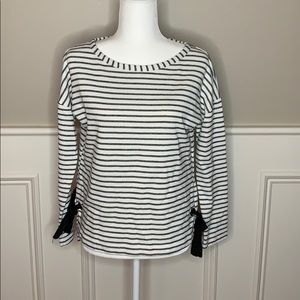 Charcoal and White Striped Side-Tie Sweatshirt